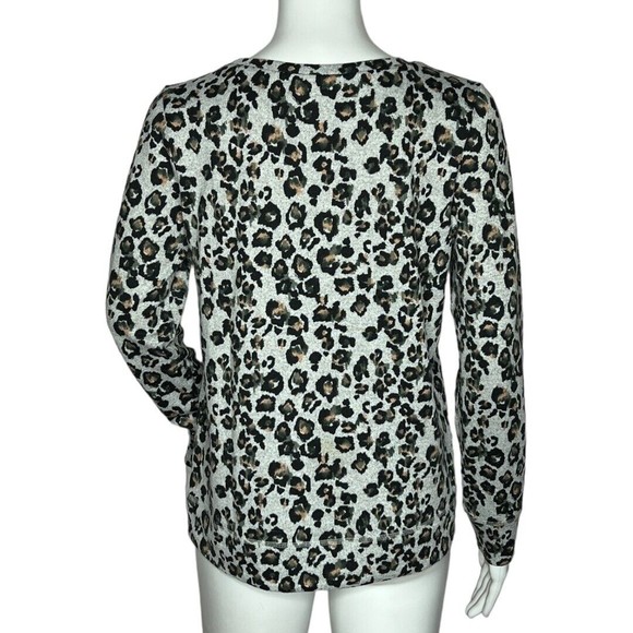 Loft Sleep Shirt Gray Black Pink Leopard Print Sweatshirt Long Sleeve - Picture 3 of 7